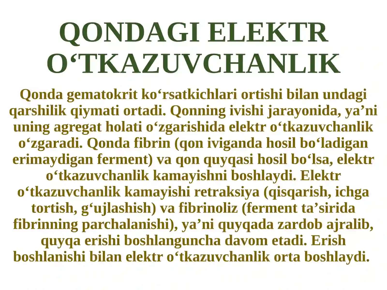 ELEKTROKIMYO – TIBBIYOTDA ELEKTRODIAGNOSTIKA ASOSI SIFATIDA. ELEKTROKIMYOVIY DAVOLASH USULLARI 4