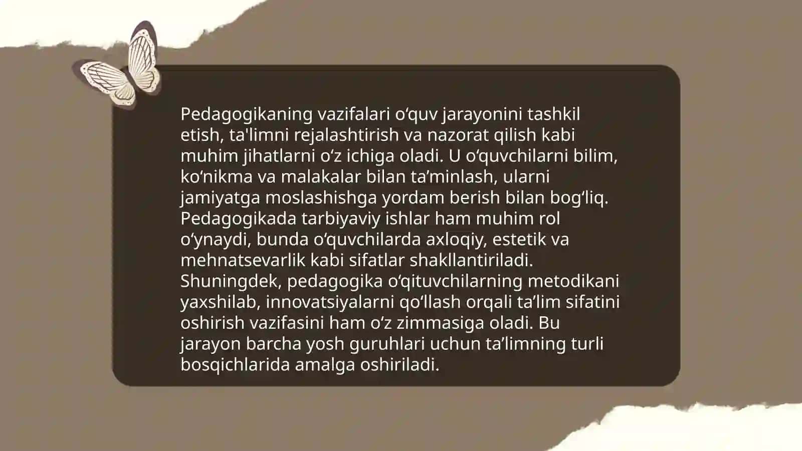 Pedagogika fanining maqsad vazifalari 4