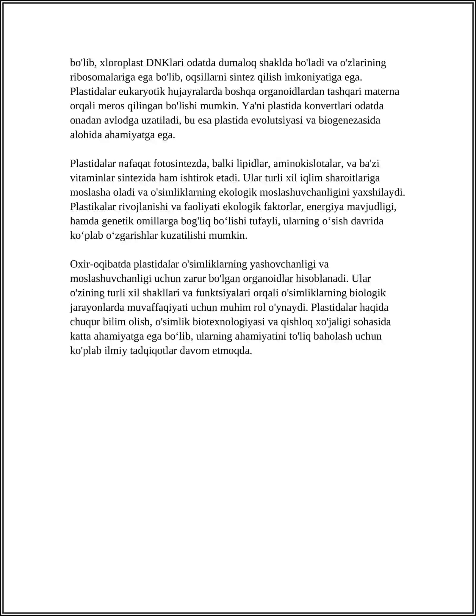 PLASTIDA VA ULARNING TURLARI TASNIFI TUZILISHI VA VAZIFALARI 4