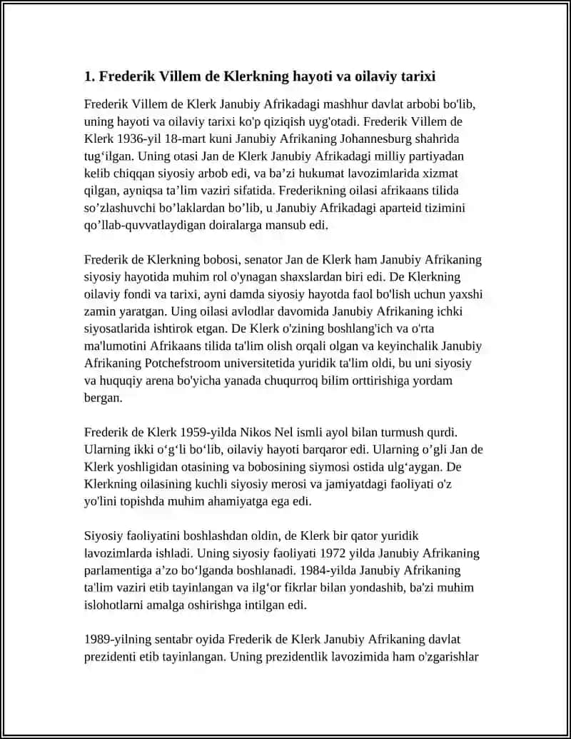 KLERK FREDERIK VILLEM DE "IRQCHILIKNI TOʻXTATGAN ODAM" 4