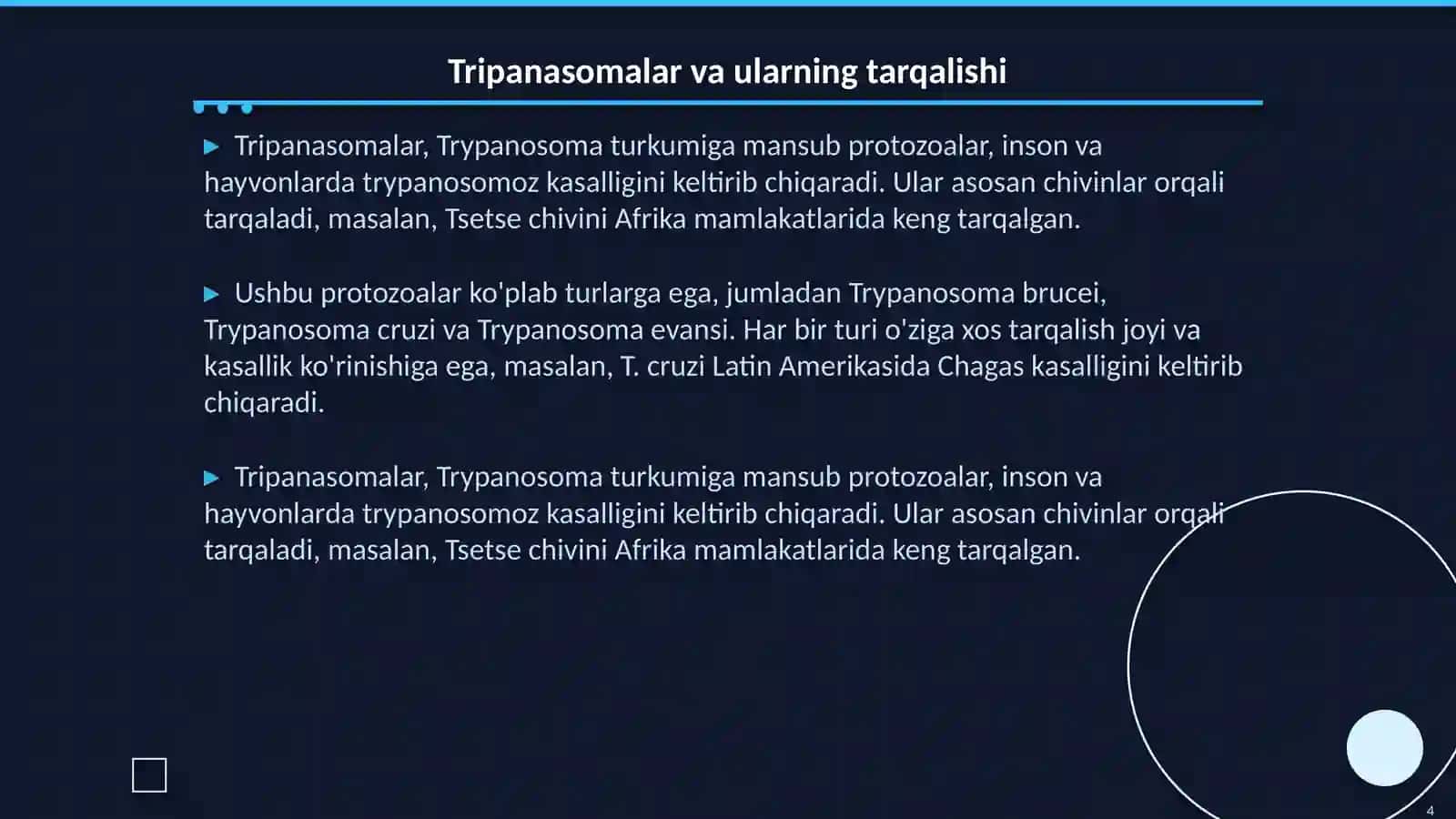 Xususiy protozoologiya. Leyshmaniyalar, tripanasomalar, lyambiliyalar trixomanadalar 4