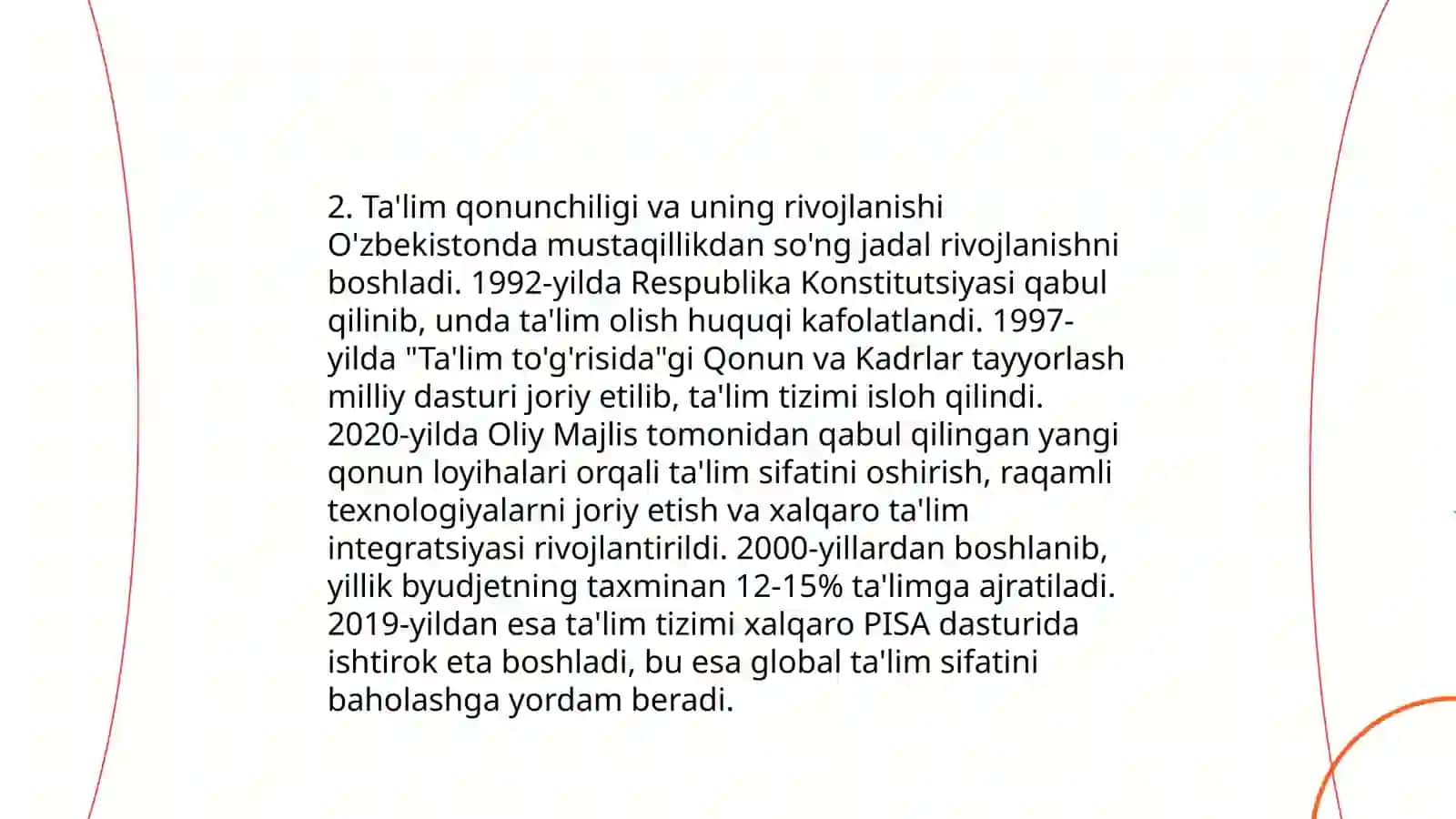 Ta'lim to'g'risidagi qonunning tuzilishi va umumiy mohiyati 4