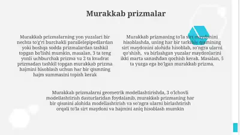 Prizma. Uning to’la sirti va hajmini hisoblash 4