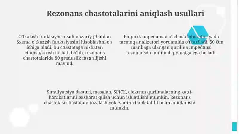 Elektron vositalarning rezonans chastotalarini aniqlash 4