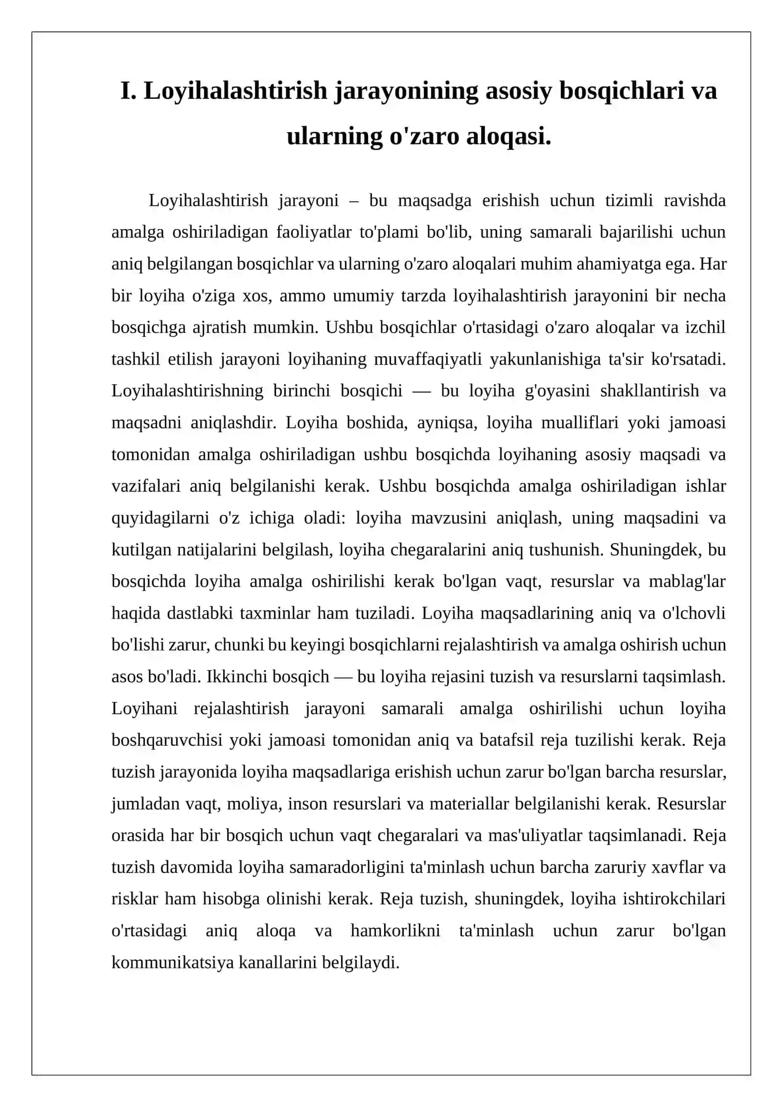 Loyihalashtirishni tashkil etishning modeli va texnalogiyasi 4