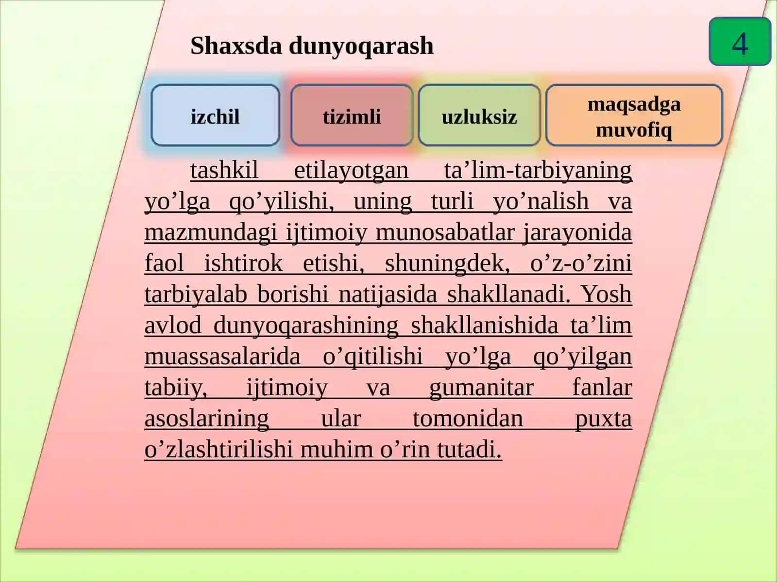 O‘QUVCHILАRNING ILMIY DUNYOQАRАSHINISHАKLLАNTIRISH 4