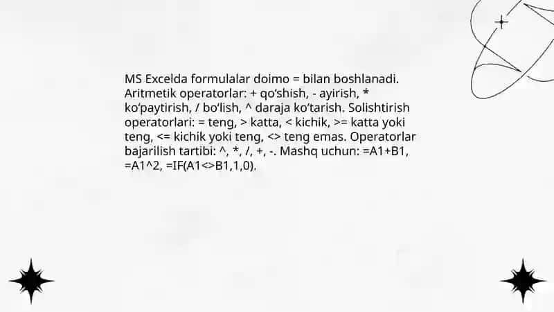 MS Excel dasturida Formulalar va funksiyalar 4