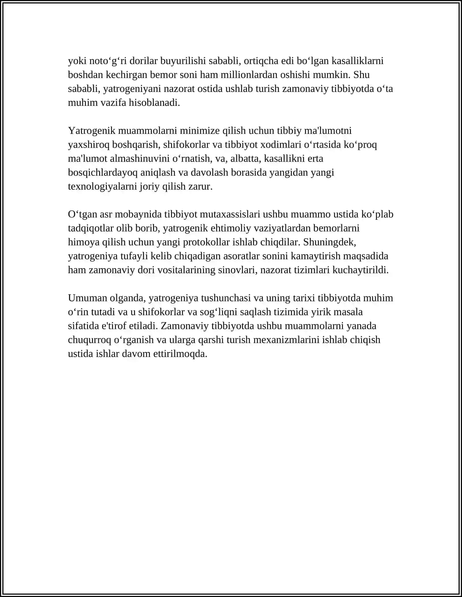 HOZIRGI ZAMON TIBBIYOTIDA YATROGENIYA MUAMMOLARI 4