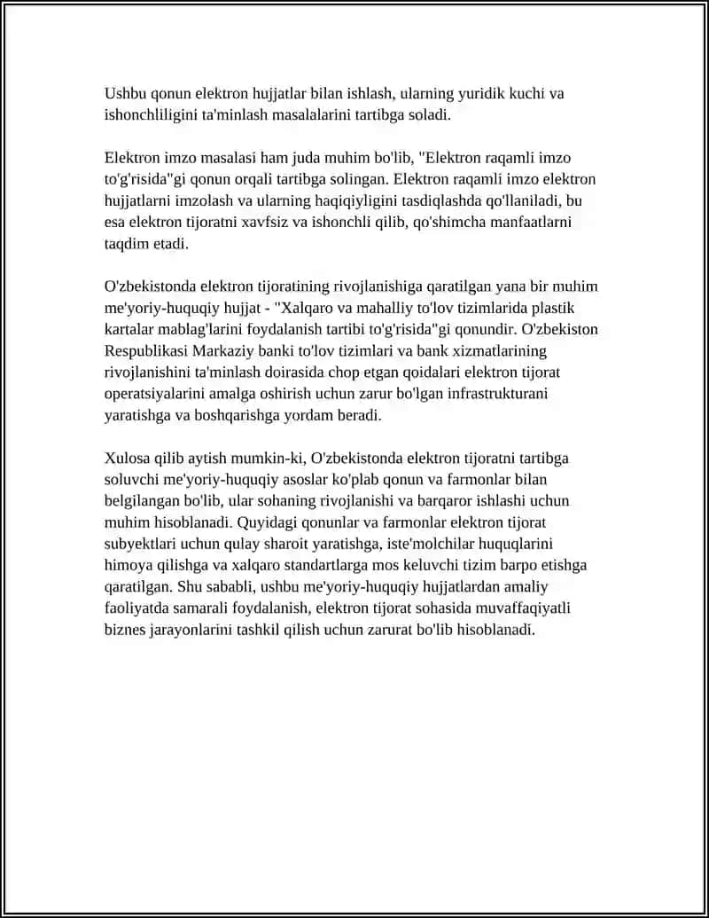 Elektron tijorat tizimining me'yoriy-huquqiy asoslari 4