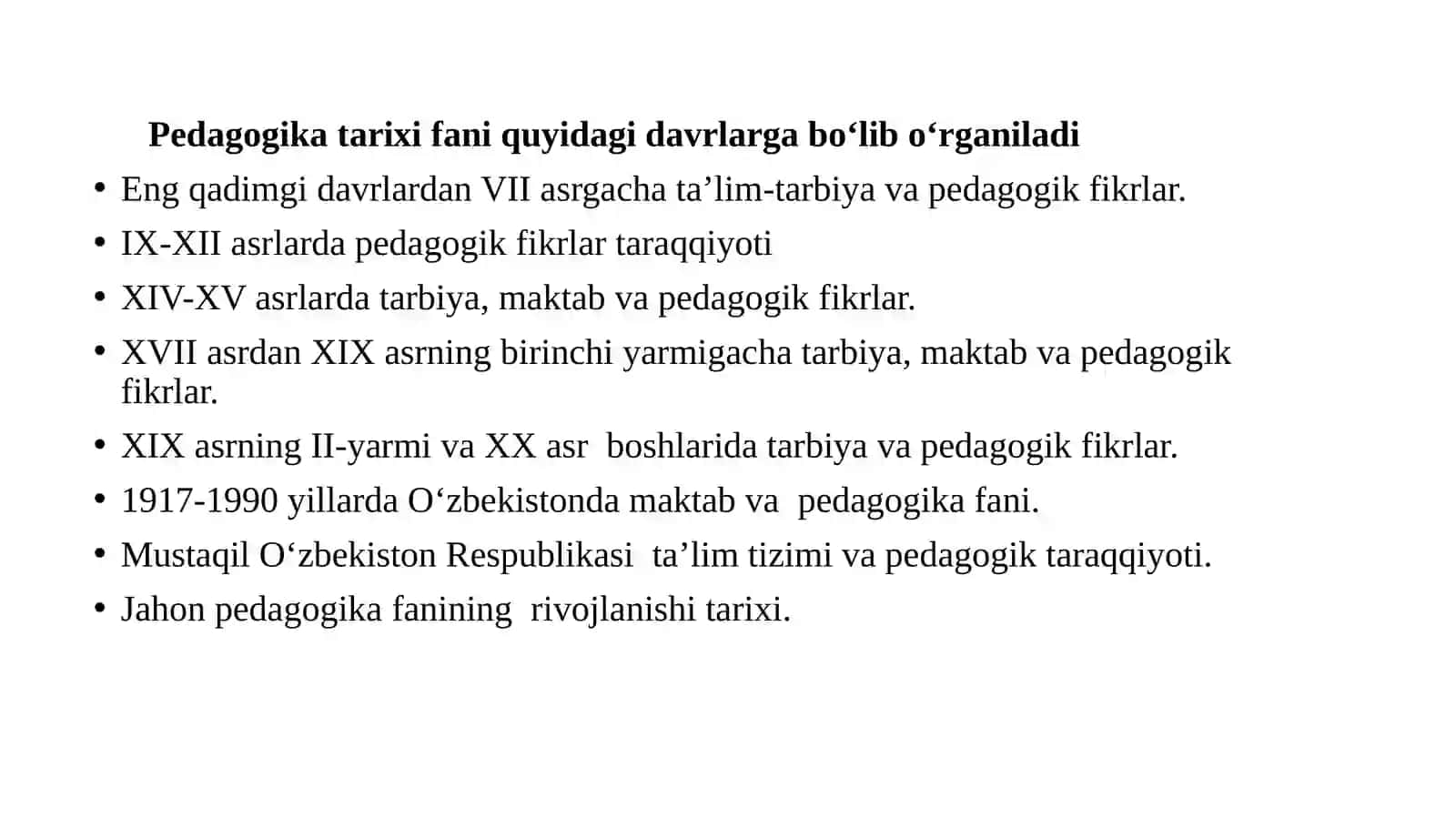 O‘zbekiston Respublikasidata’limtiziminirivojlantirishningkonseptualasoslari.Pedagogikashaxstarbiyasivarivojlanishito‘g‘risidagifan 4