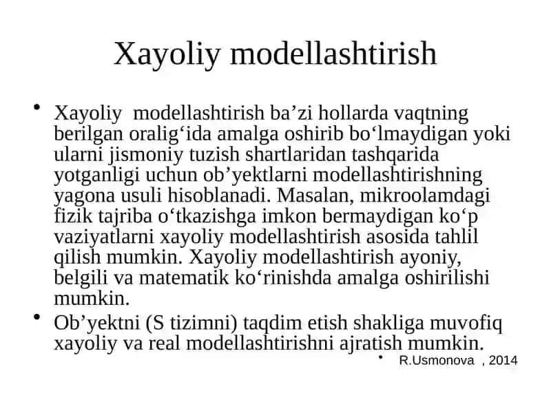 Tizimlarni modellashtirish turlari 4