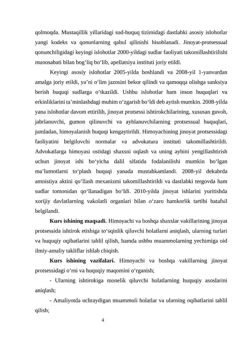 JINOYAT PROTSESUAL HUQUQI - KURS ISHI 4