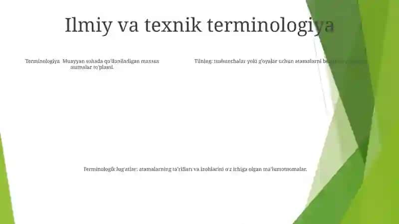 Tilning Turli Soha. Va Fanlarda Ishlatilishi. Terminologik LugʻAtlar 4