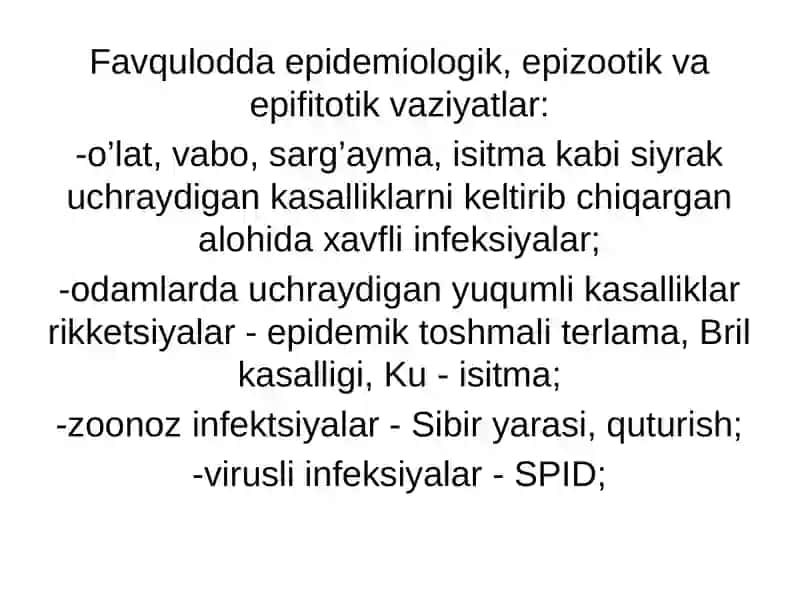 Tabiiy, texnogen, ekologik va ijtimoiy tusdagi favqulotda vaziyatlarda hayot faoliyati xavfsizligi va fuqaro muhofazasi 4
