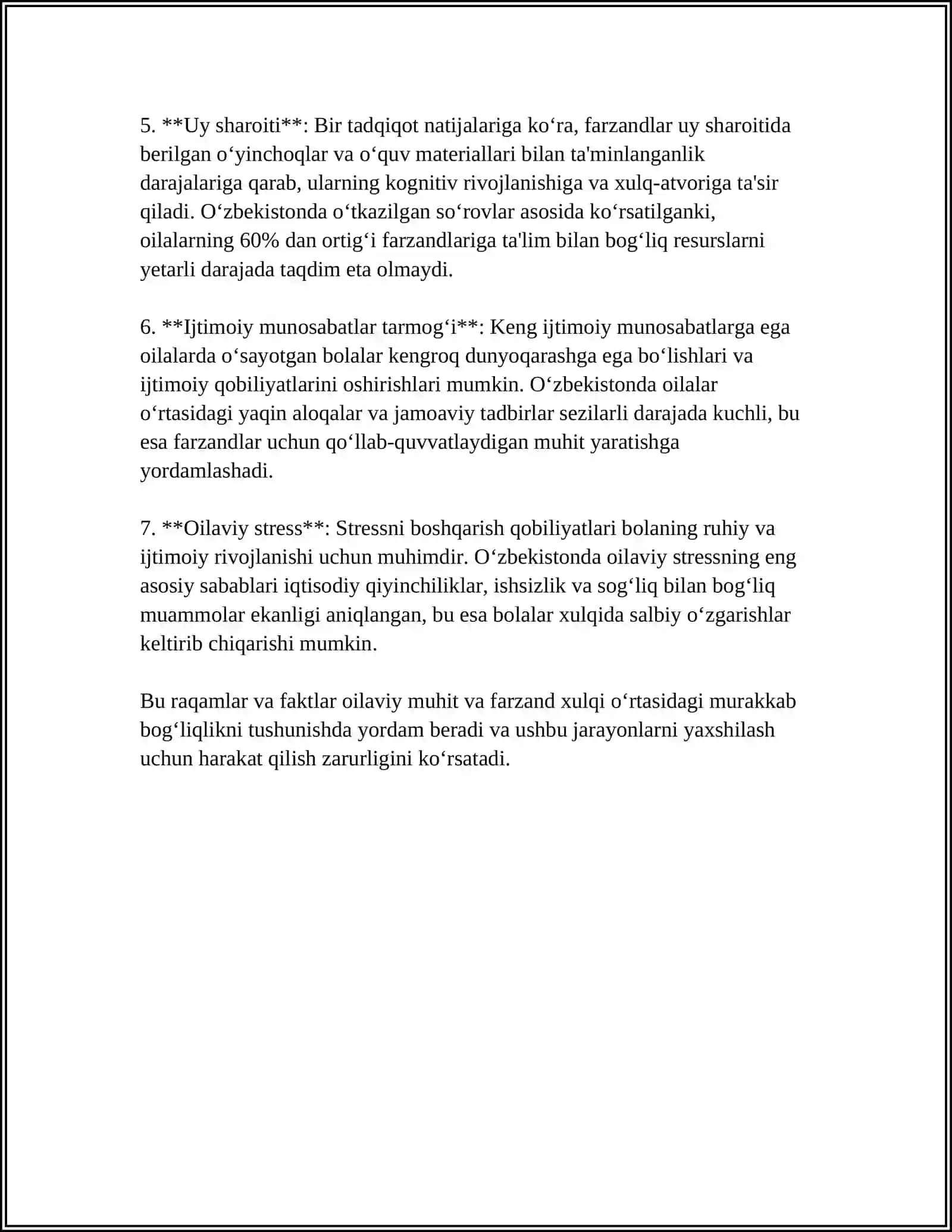 O'SMIRLARDA XULQ OG'ISHISH KELIB CHIQISHIGA OILAVIY TARBIYANING TASIRI 4
