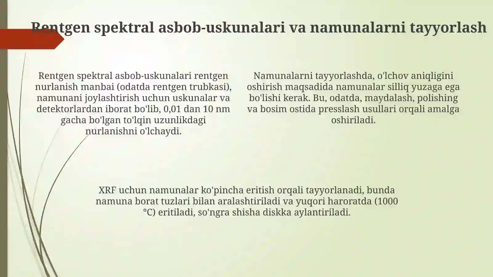 Rentgen spektral usullari va lyuminessent tahlil 4