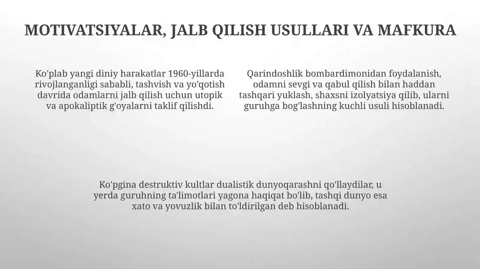 Yangi Diniy Harakatlar va Destruktiv Sektarlar 4