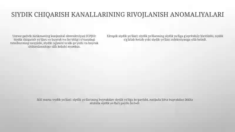 Siydik Ayiruv A'Zolarining Rivojlanish Nuqsonlari 4