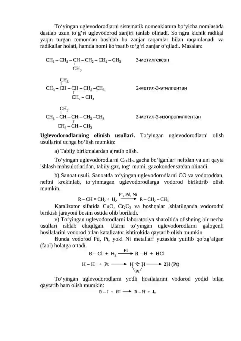 UGLEVODORODLAR (ALKANLAR, PARAFINLAR) 4