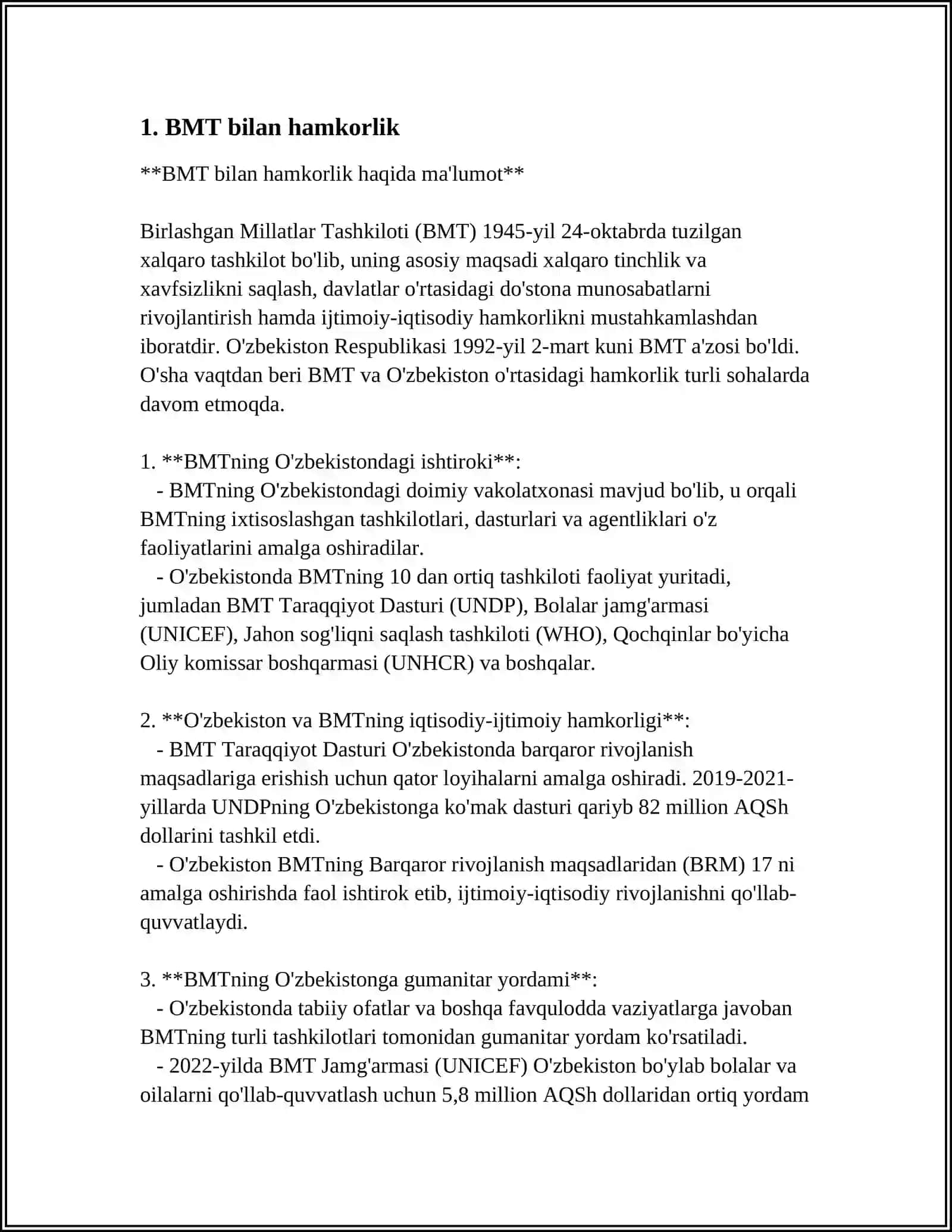 ÔZBEKISTONNING XALQARO TASHKILOTLAR BILAN HAMKORLIK ALOQALARI 4