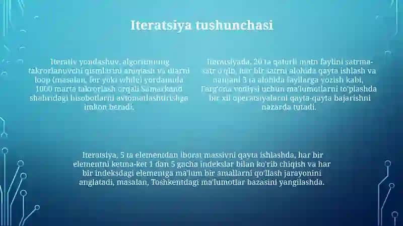 Tarmoqlanuvchi va takrorlanuvchi masalalarni yechishda dasturlash usullaridan foydalanish 4