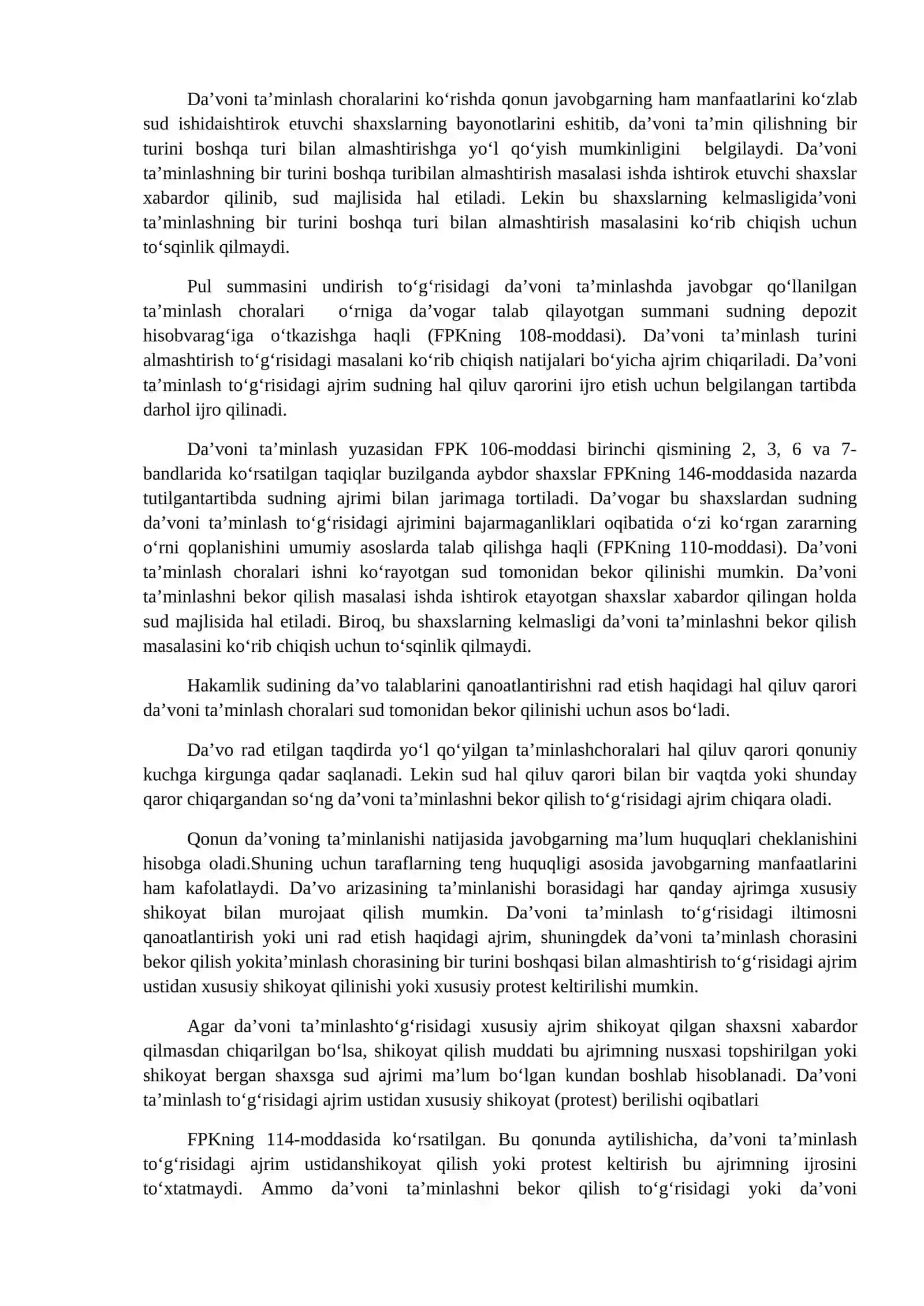 Fuqarolik protsessida da’voni ta’minlash tushunchasi 4