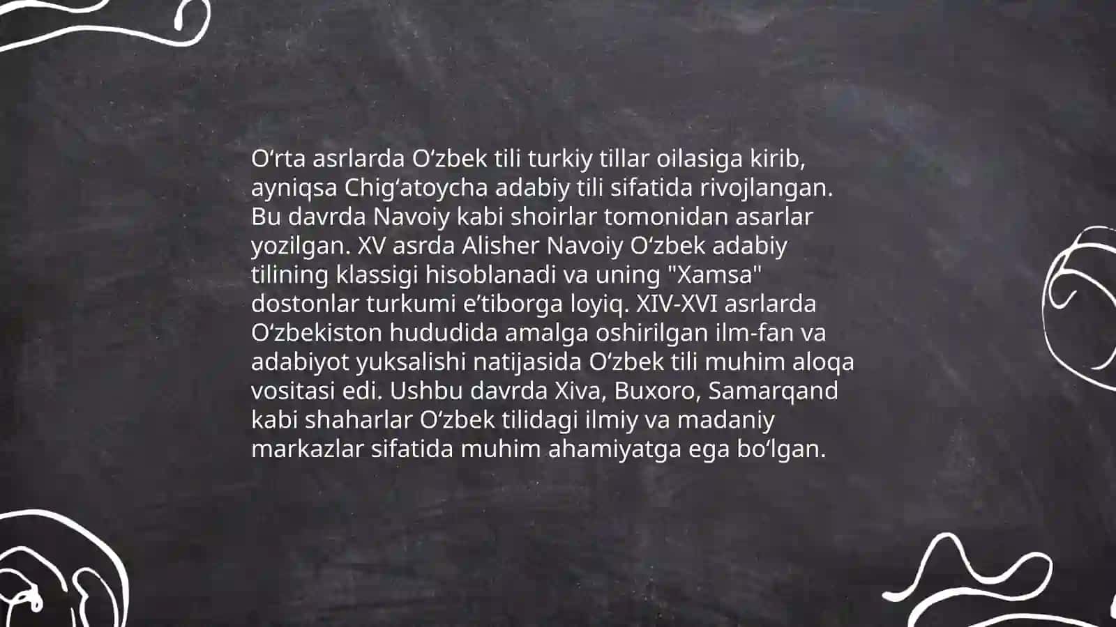 Oʻzbek tilining taraqqiyot bosqichlari 4