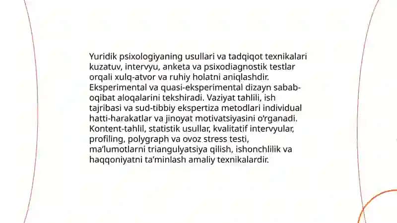 Yuridik psixalogiya nimani oʻrganadi 4