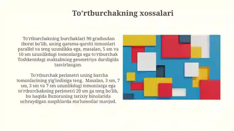 Kvadrat va To'rtburchak Ta'riflari 4