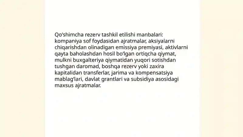 Qoʻshimcha rezerv va rezerv kapitali 4
