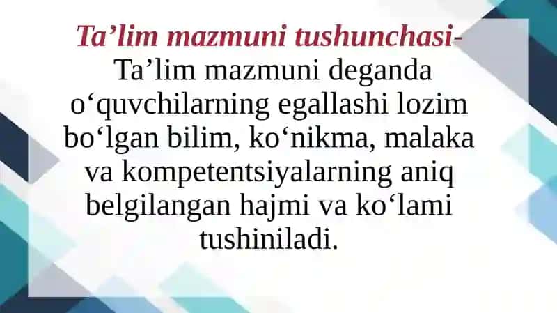 Ta’lim metodlari va vositalari. Dars-ta’limni tashkil etishning asosiy shakli 4