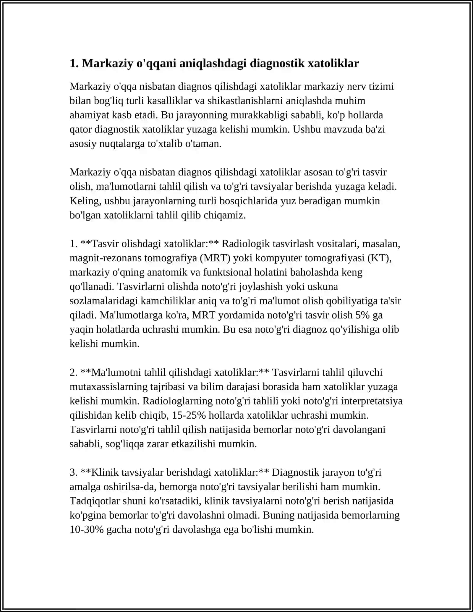 MARKAZIY OKKLYUZIYANI ANIQLASHDAGI XATOLIKLAR 4