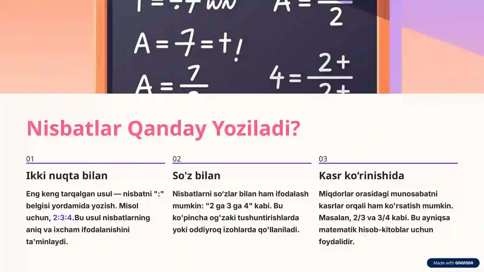 Uch Miqdor Nisbati: Asosiy Tushunchalar va Amaliy Misollar 4