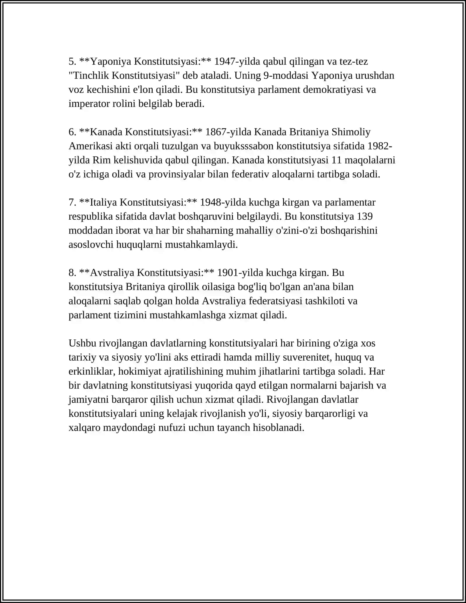 RIVOJLANGAN DAVLATLARNING KONSITUTSIYALARI VA ULARDAGI PRAGMATISM 4