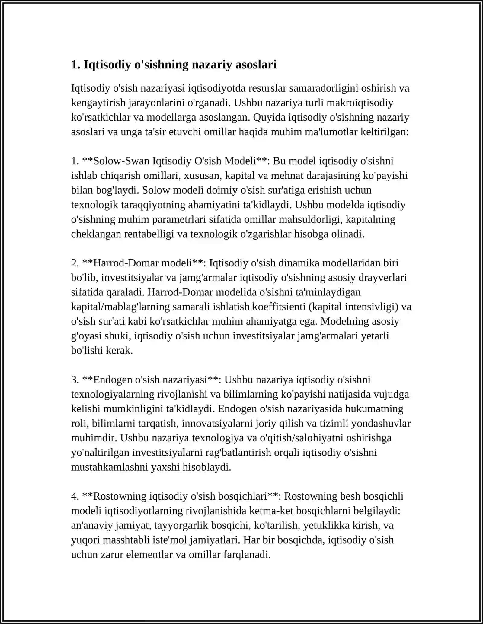 IQTISODIY O'SISHNI O'LCHASH VA MODELLASHTIRISH MUAMMOLARI 4