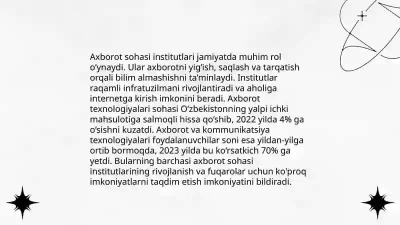 Òzbekistonda axborot sohasini isloh qilish sóz va axborot erkinligining ta'minlanishi 4