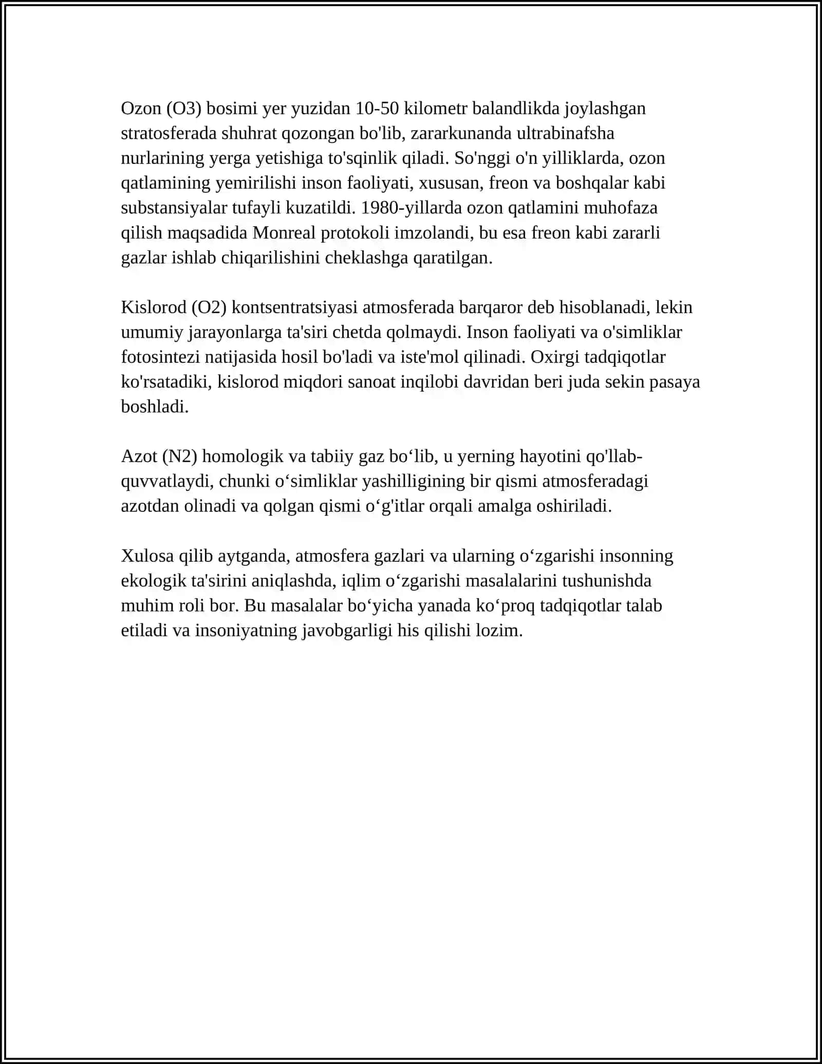 IQLIM OʻZGARISHI SABABLARI. ISSIQXONA EFFEKTI MEXANIZMI VA EKOLOGIK XAVFLAR 4