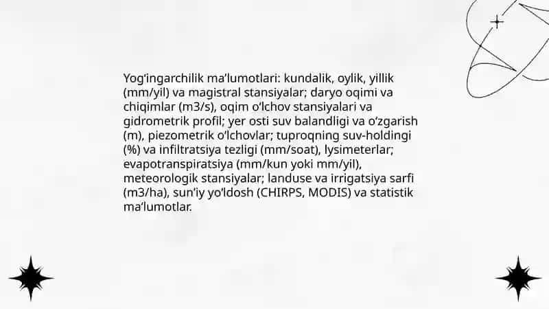 Suv balansini tuzish, suv resurslarini xlsoblash 4