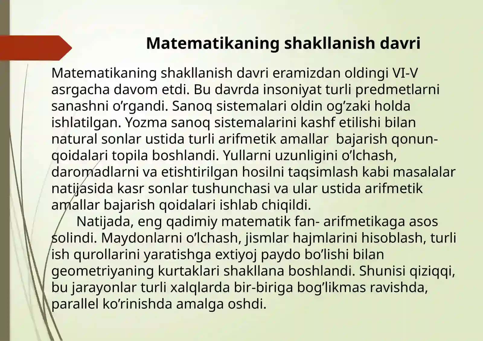 Matematikaning rivojlanish davrlari 4