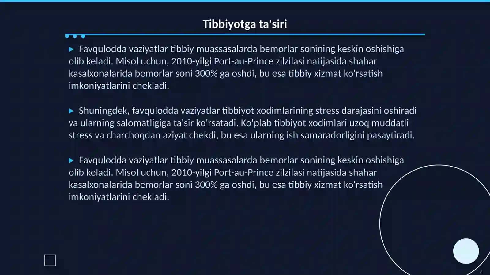Favqulodda vaziyatlar hafi tugilganda va sodir bo'lganda tibbiy muassasalarni evakuvatisya rejasini tuzish 4