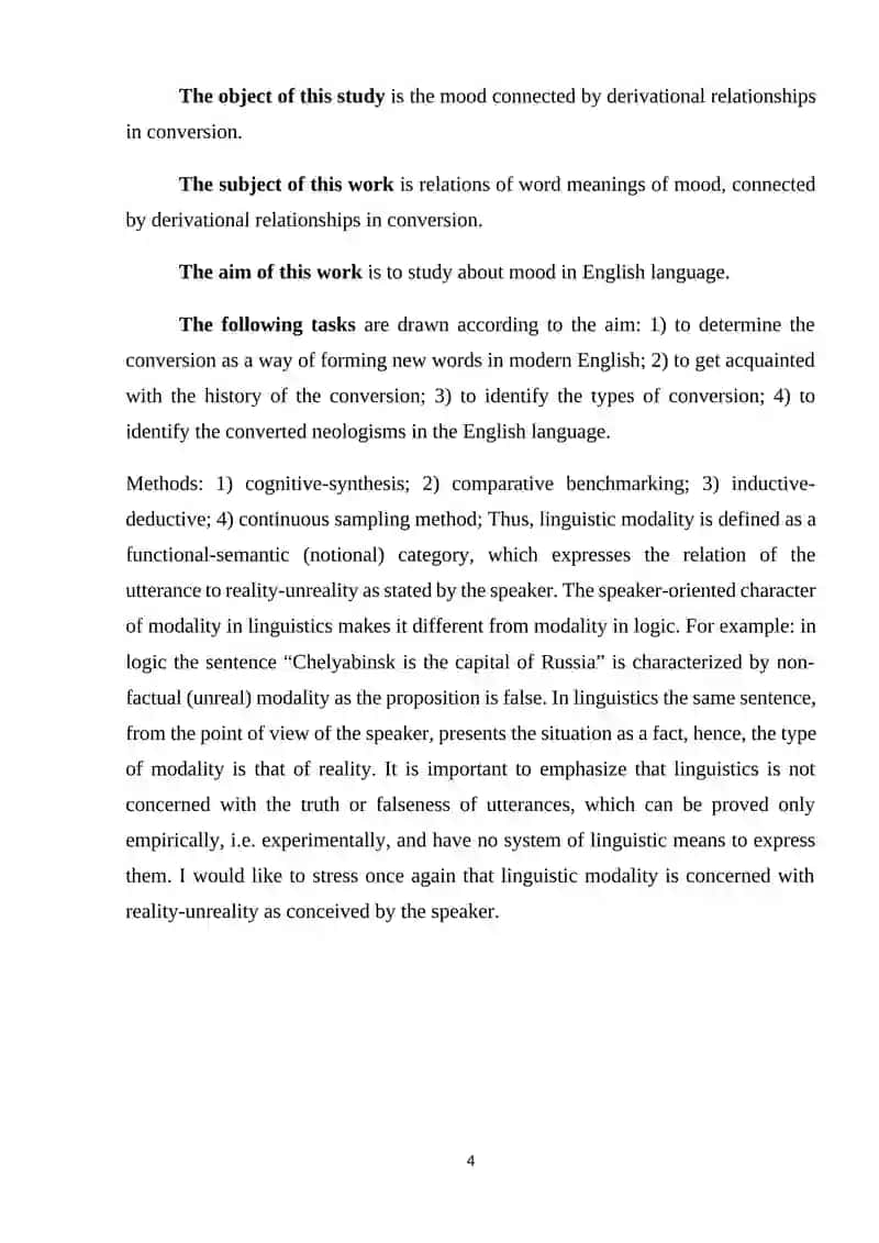 ADVANCED COURSE WORK ON MODALITY OF THE SUBJUNCTIVE MOOD IN ENGLISH 4