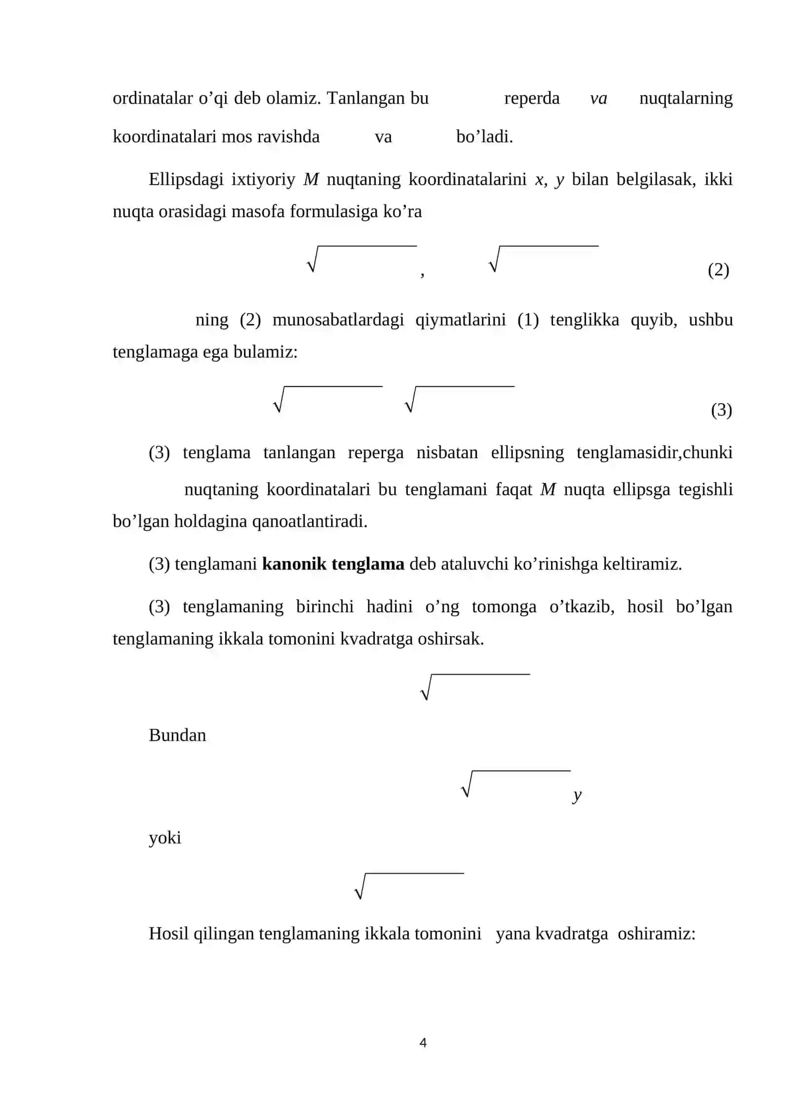 Ikkinchi tartibli chiziqlarning qutb koordinatalardagi tenglamalari 4
