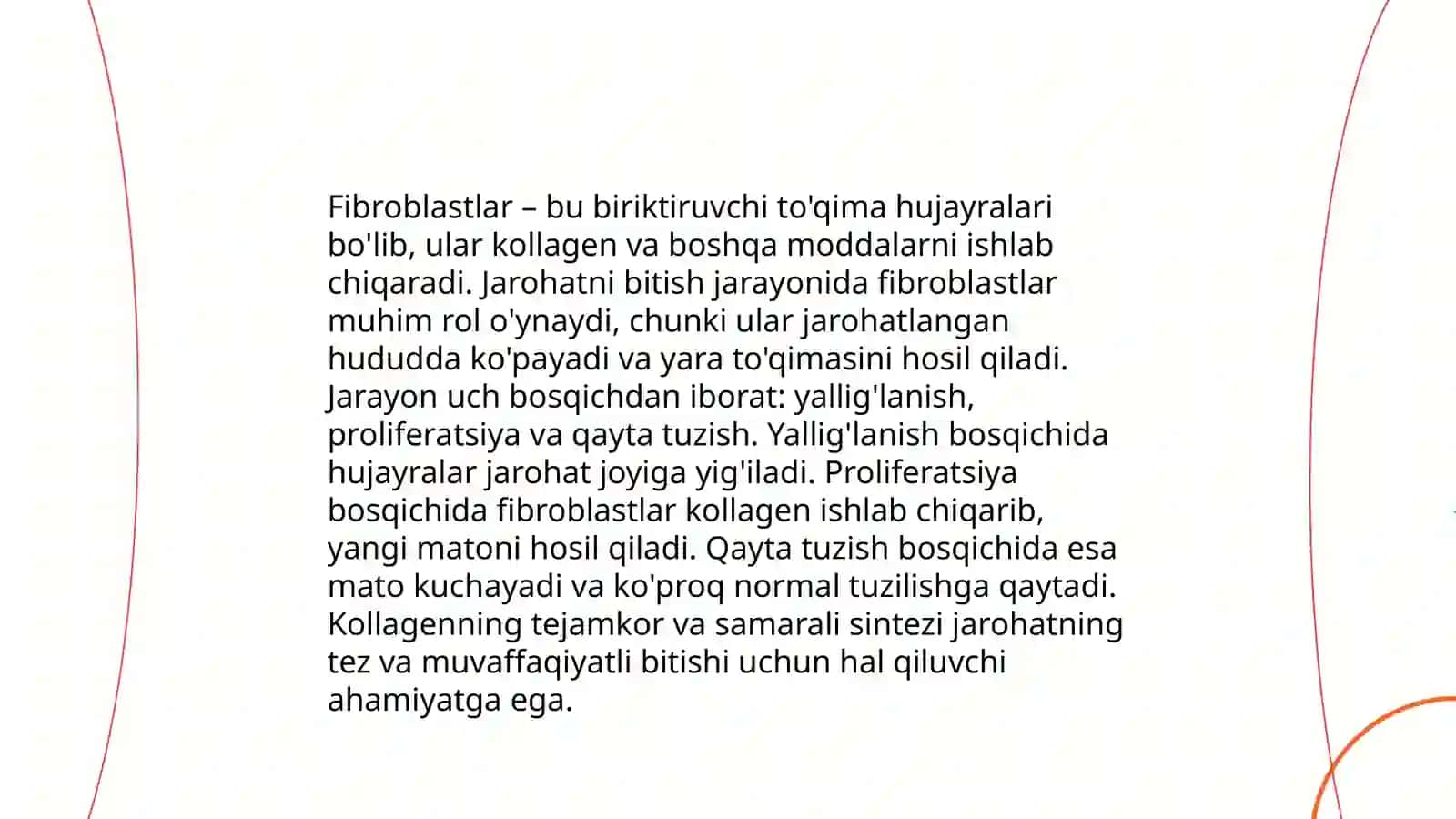 Fibroblastlarning jarohatning bitishi va chandiq hosil boʻlishidagi roli 4