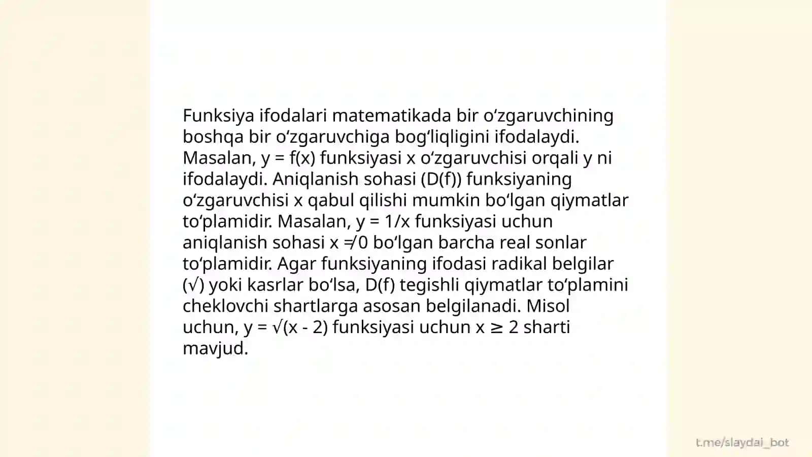 Funksiyaning aniqlanish sohasi 4
