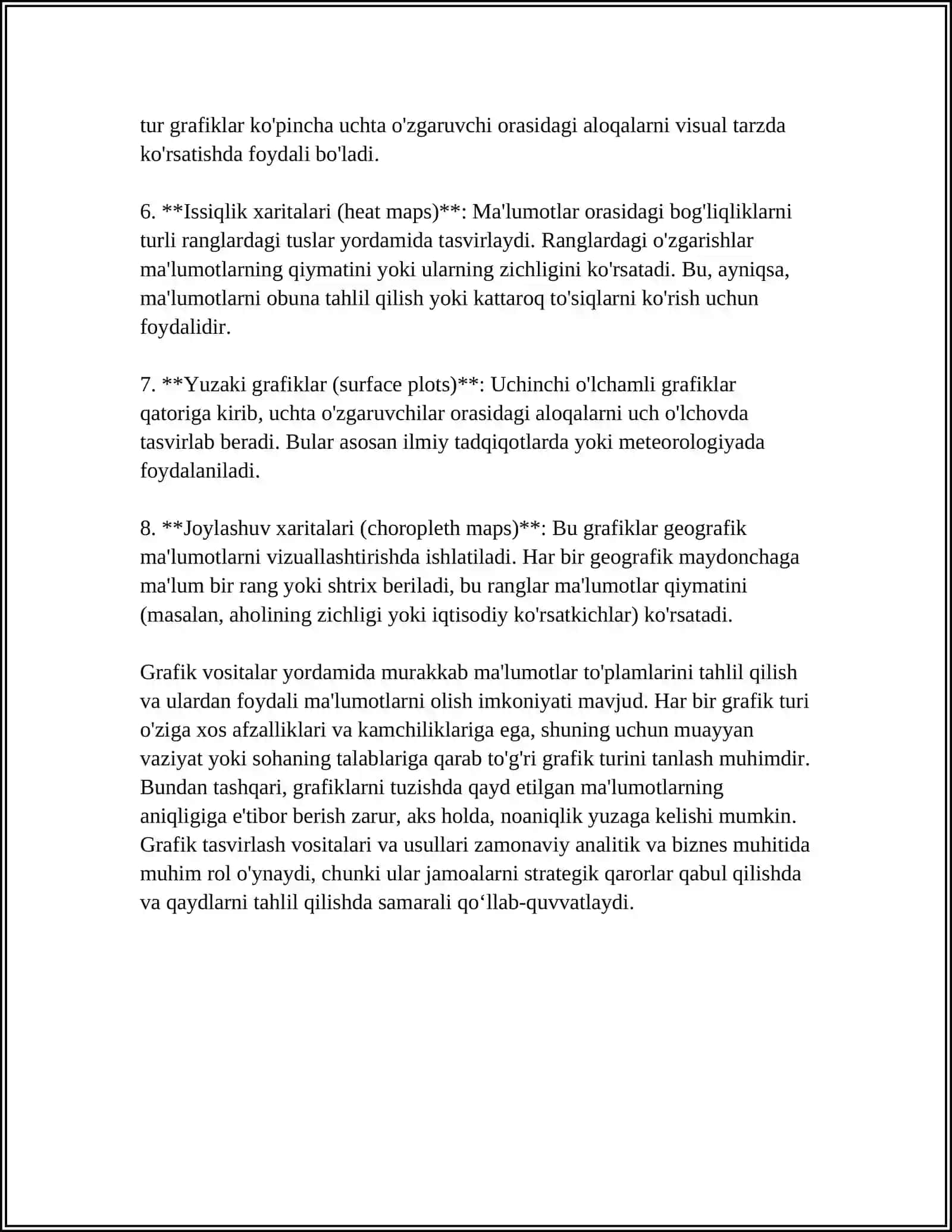 GRAFLARNI TASVIRLASH USULLARI: MUNOSABATLAR MATRITSASI 4