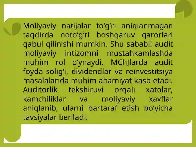 Ma'sulyati cheklangan jamiyatlarda moliyaviy natijalar auditi 4