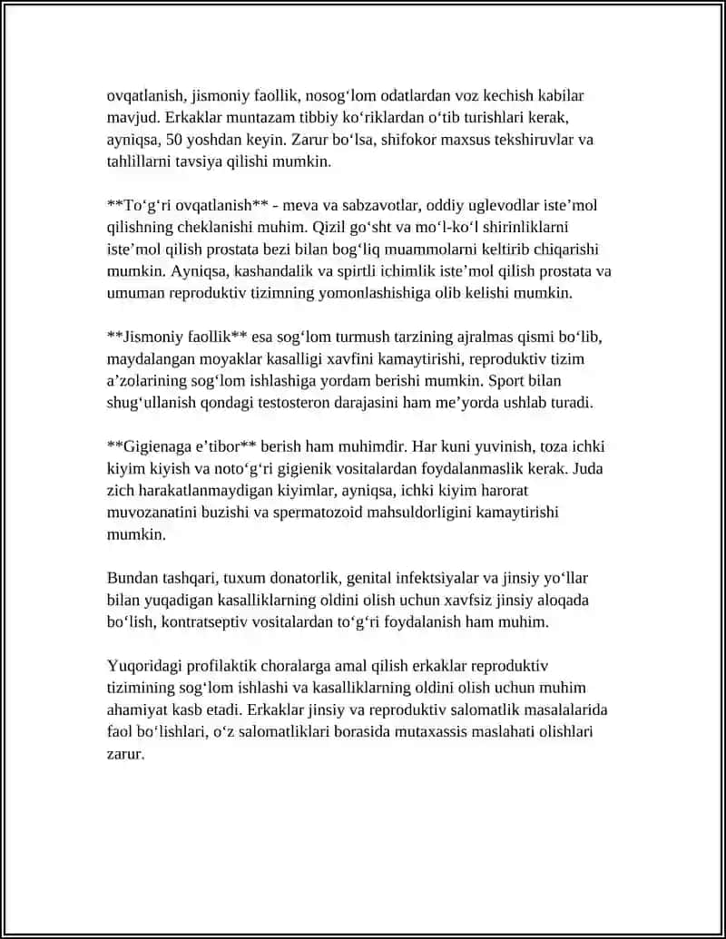 ERKAKLAR REPRODUKTIV TIZIMI KASALLIKLARI PROFILAKTIKA 4