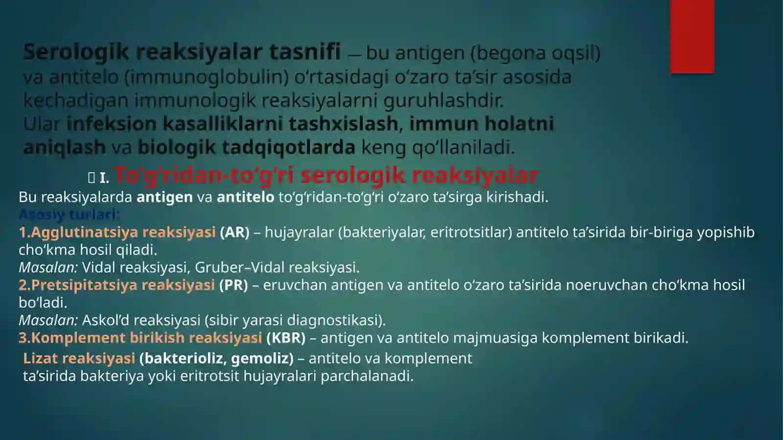 Yuqumlik asalliklarning serologik tashhis qo`yish usullari 4