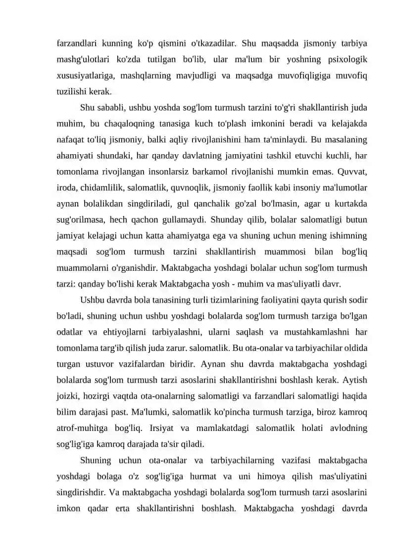 JISMONIY RIVOJLANISH VA SOG’LOM TURMUSH TARZINI SHAKLLANTIRISH SOHASINING KUTILAYOTGAN NATIJALARI ASOSIDA TA’LIMIY O’YINLAR KARTOTEKASINI TAYYORLASH 4