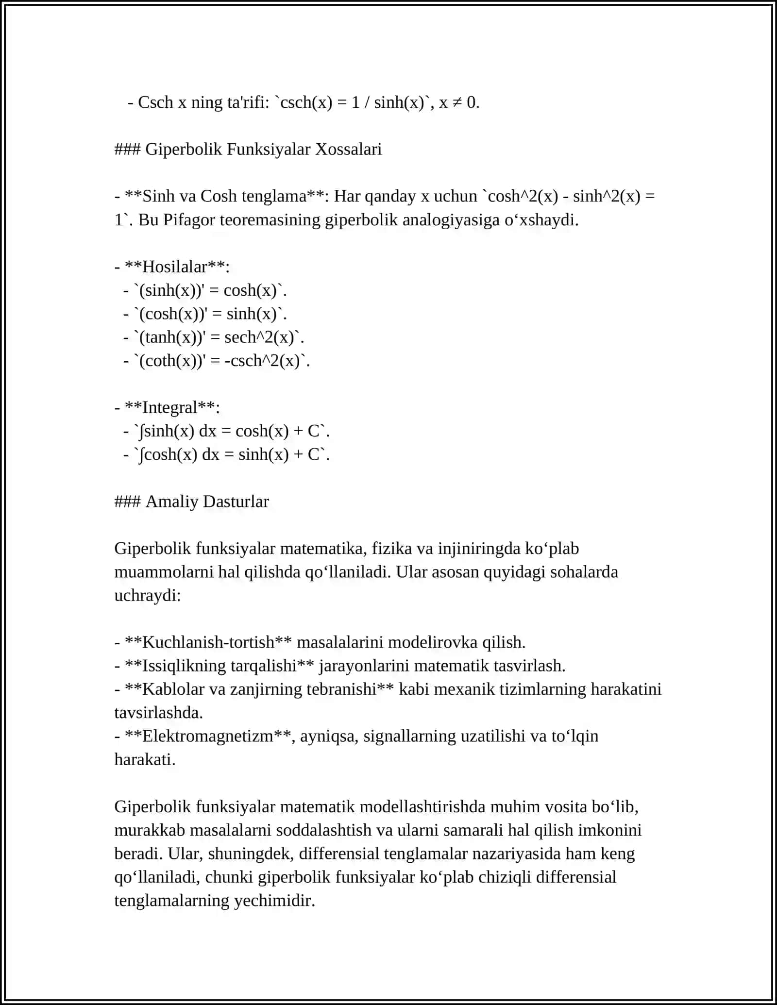 GIPERBOLIK VA TESKARI GIPERBOLIK FUNKSIYALAR 4